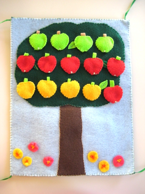 Quiet Book Math Book, Kindergarten Preschool Game, Apple Tree Felt Book 