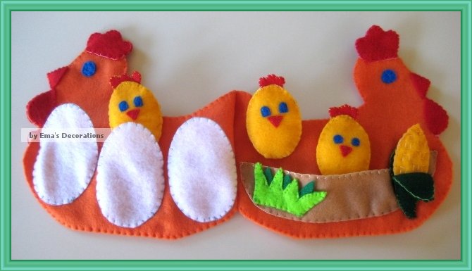 Quiet Hen Book, Preschool Felt Book, Counting Book