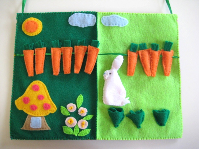 Quiet Book, Bunny Garden, Felt Board for Kindergarten and Preschool