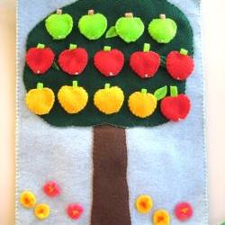 Quiet Book Math Book, Kindergarten Preschool Game, Apple Tree Felt Book  